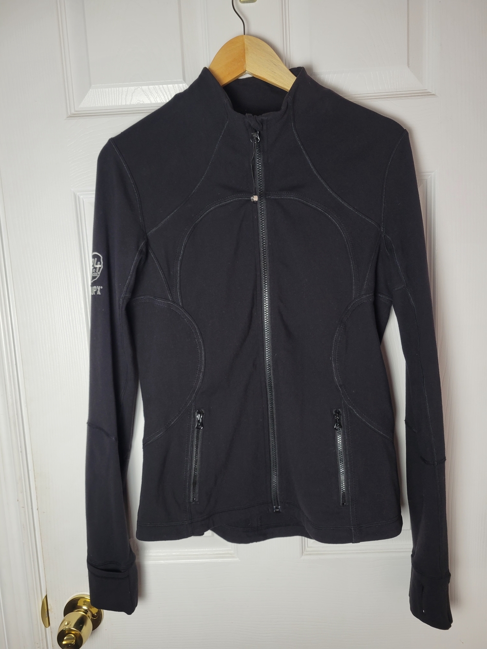 Lululemon Black Define Jacket – 24 Hour Fitness Group X Embroidery – Size 10